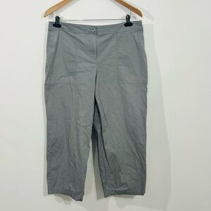 Eileen Fisher Gray Cropped Organic Cotton Wide Leg Comfy Pull On Pants Size L